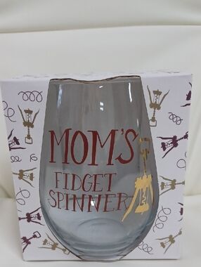 NIB Austin & Ash Mom's Fidget Spinner Stemless Balloon Style 18oz Wine Glass